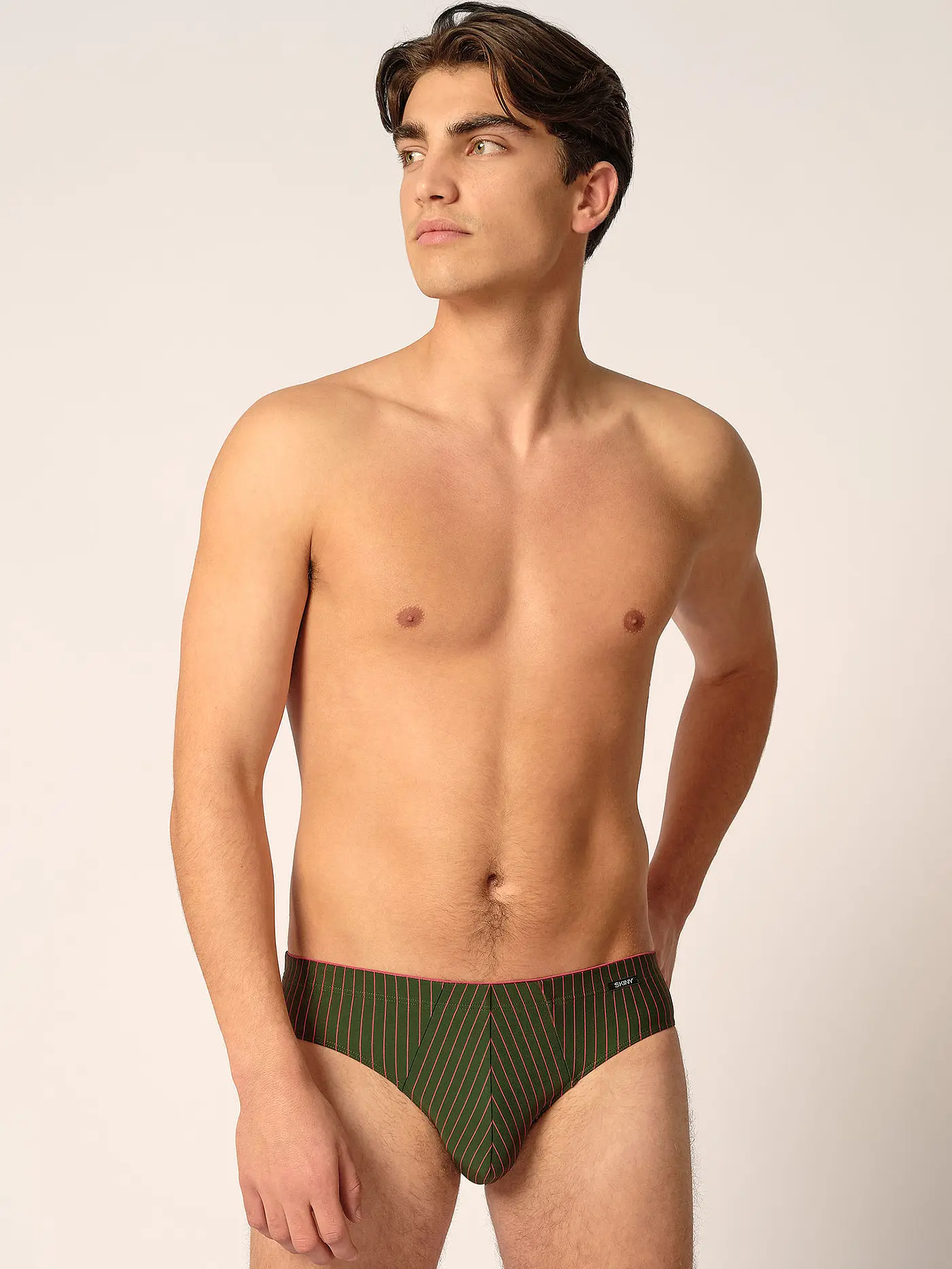 SKINY | Brasil-Slip 2er Pkg. "Power Line" (Blackstripe Selection) | olive